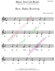 Click to Enlarge: "Bye, Baby Bunting" Letter Names Format