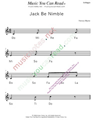 Click to Enlarge: "Jack Be Nimble" Solfeggio Format
