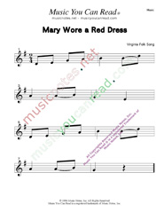 "Mary Wore a Red Dress" Music Format
