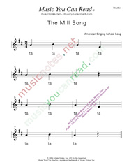 Click to Enlarge: "The Mill Song" Rhythm Format