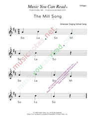 Click to Enlarge: "The Mill Song" Solfeggio Format