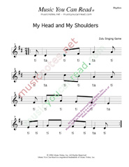 Click to Enlarge: "My Head, My Shouldeers" Rhythm Format