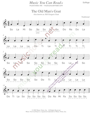 Click to Enlarge: "The Old Man's Goat" Solfeggio Format