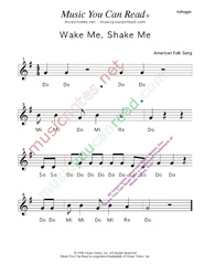Click to Enlarge: "Wake Me, Shake Me" Solfeggio Format