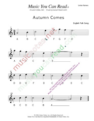 Click to Enlarge: "Autumn Comes" Letter Names Format