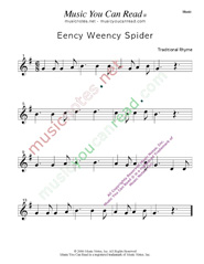 "Eency Weency Spider" Music Format