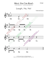 Click to Enlarge: "Laugh, Ha, Ha!" Solfeggio Format