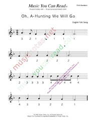 Click to Enlarge: "Oh, A-Hunting We Will Go" Pitch Number Format