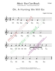 Click to Enlarge: "Oh, A-Hunting We Will Go" Solfeggio Format
