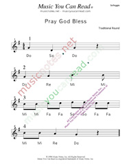 Click to Enlarge: "Pray God Bless" Solfeggio Format
