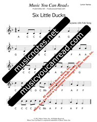 Click to Enlarge: "Six Little Ducks" Letter Names Format