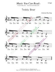 Click to Enlarge: "Teddy Bear" Solfeggio Format