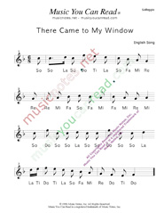 Click to Enlarge: "There Came to My Window" Solfeggio Format