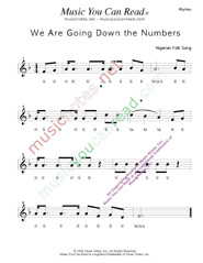 Click to Enlarge: "We Are Going Down the Numbers" Rhythm Format