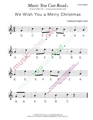 Click to Enlarge: "We Wish You a Merry Christmas" Letter Names Format
