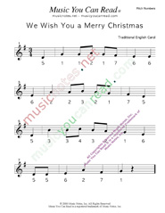 Click to Enlarge: "We Wish You a Merry Christmas" Pitch Number Format