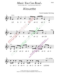 Click to enlarge: "Alouette" Beats Format