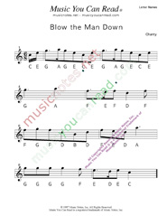Click to Enlarge: "Blow the Man Down" Letter Names Format