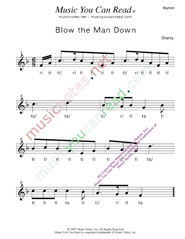 Click to Enlarge: "Blow the Man Down" Rhythm Format