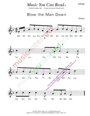 Click to Enlarge: "Blow the Man Down" Solfeggio Format