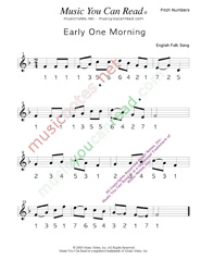 Click to Enlarge: "Early One Morning" Pitch Number Format