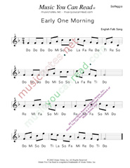 Click to Enlarge: "Early One Morning" Solfeggio Format