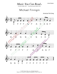 Click to Enlarge: "Michael Finnigan" Letter Names Format