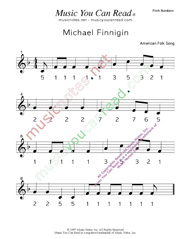 Click to Enlarge: "Michael Finnigan" Pitch Number Format