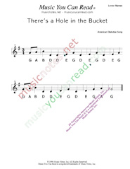 Click to Enlarge: "There's a Hole in the Bucket" Letter Names Format
