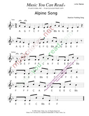 Click to Enlarge: "Alpine Song" Letter Names Format
