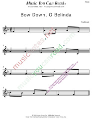 "Bow Down, O Belinda" Music Format