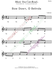 Click to Enlarge: "Bow Down, O Belinda" Rhythm Format