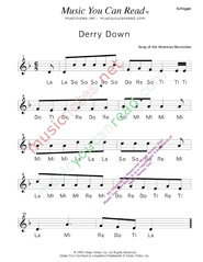 Click to Enlarge: "Derry Down" Solfeggio Format