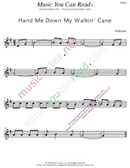 "Hand Me Down My Walkin' Cane" Music Format