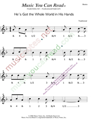 Click to enlarge: "He's Got the Whole World in His Hands" Beats Format