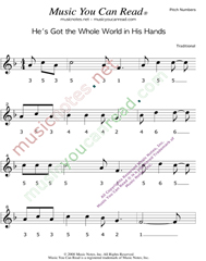 Click to Enlarge: "He's Got the Whole World in His Hands" Pitch Number Format