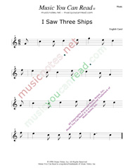 "I Saw Three Ships" Music Format