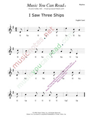 Click to Enlarge: "I Saw Three Ships" Rhythm Format