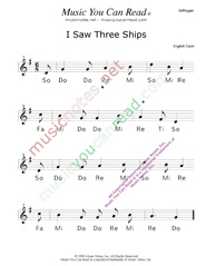 Click to Enlarge: "I Saw Three Ships" Solfeggio Format
