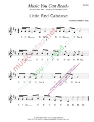 Click to Enlarge: "Little Red Caboose" Rhythm Format