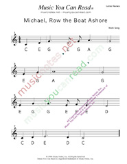 Click to Enlarge: "Michael Row the Boat Ashore" Letter Names Format