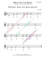 Click to Enlarge: "Michael Row the Boat Ashore" Pitch Number Format
