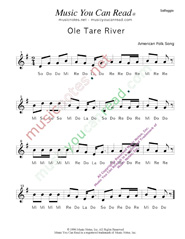 Click to Enlarge: "Ole Tar River" Solfeggio Format