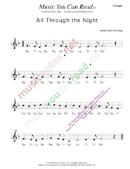 Click to Enlarge: "All Through the Night," Solfeggio Format