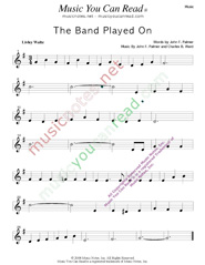 "The Band Played On," Music Format