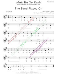 Click to Enlarge: "The Band Played On," Pitch Number Format