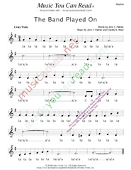 Click to Enlarge: "The Band Played On," Rhythm Format