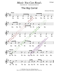 Click to Enlarge: "The Big Coral," Solfeggio Format