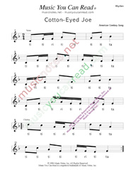 Click to Enlarge: "Cotton-Eyed Joe," Rhythm Format