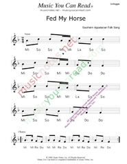 Click to Enlarge: "Fed My Horse," Solfeggio Format